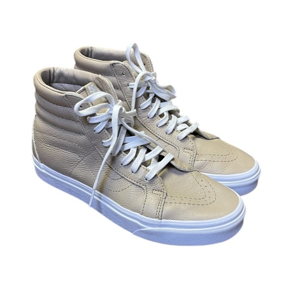 Vans Sk8 Hi Top Beige Tan Leather Skate Sneakers Shoes Womens 8.5; Men 7 Neutral - Picture 1 of 12